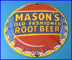 Vintage Root Beer Sign Masons Old Fashioned Beverage Piggly Gas Oil Pump Sign