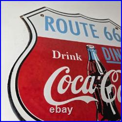 Vintage Route 66 Coca Cola Porcelain Sign Gas Pump Soda Diner Sign