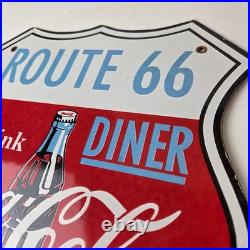 Vintage Route 66 Coca Cola Porcelain Sign Gas Pump Soda Diner Sign