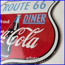 Vintage Route 66 Coca Cola Porcelain Sign Gas Pump Soda Diner Sign