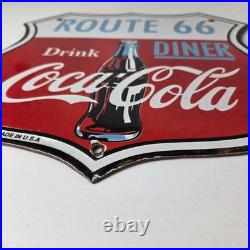 Vintage Route 66 Coca Cola Porcelain Sign Gas Pump Soda Diner Sign