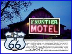 Vintage Route 66 Porcelain Frontier Motel Neon Sign