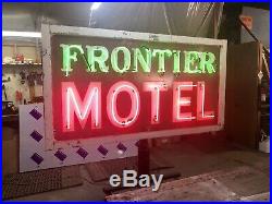 Vintage Route 66 Porcelain Frontier Motel Neon Sign