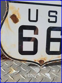 Vintage Route 66 Porcelain Sign Us California Highway Transit Road Shield Gas