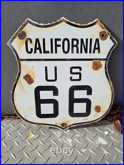 Vintage Route 66 Porcelain Sign Us California Highway Transit Road Shield Gas
