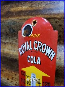 Vintage Royal Crown Porcelain Sign Thermometer Rc Cola Soda Drink Pop Beverage