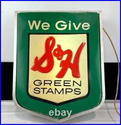 Vintage S&H Green Stamps We Give Illuminated Advertising Double Sided Sign