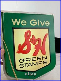 Vintage S&H Green Stamps We Give Illuminated Advertising Double Sided Sign