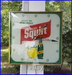 Vintage SQUIRT Soda Lighted Square PAM Clock Advertising Sign Grapefruit Soda