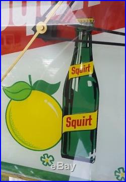 Vintage SQUIRT Soda Lighted Square PAM Clock Advertising Sign Grapefruit Soda