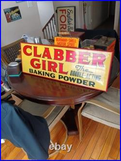 Vintage SST Clabber Girl Baking Powder Advertising Tin Sign Framed With Backing
