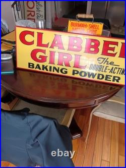 Vintage SST Clabber Girl Baking Powder Advertising Tin Sign Framed With Backing