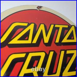 Vintage Santa Cruz Sign Skateboarding Surfing Advertisement Porcelain Gas Sign Vintage Santa Cruz Sign Skateboarding Surfing Advertisement Porcelain Gas Sign