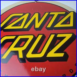 Vintage Santa Cruz Sign Skateboarding Surfing Advertisement Porcelain Gas Sign Vintage Santa Cruz Sign Skateboarding Surfing Advertisement Porcelain Gas Sign
