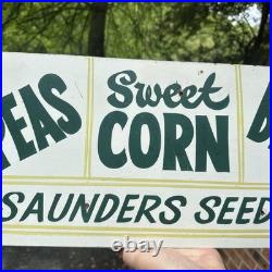 Vintage Saunders Seed Sign Advertising Sign Peas Corn Beans Tippecanoe City Ohio