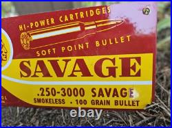 Vintage Savage Arms Sign Porcelain Service Gun Ammo 12 X 6