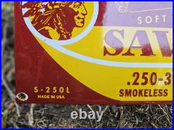 Vintage Savage Arms Sign Porcelain Service Gun Ammo 12 X 6