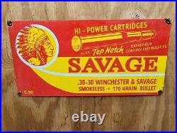 Vintage Savage Winchester Porcelain Sign Gas Firearm Gun Ammo Rifle Signage Oil