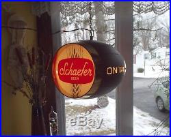 Vintage Schaefer Beer Barrel Light Up ROTATING Clock Advertising Sign