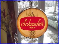 Vintage Schaefer Beer Barrel Light Up ROTATING Clock Advertising Sign