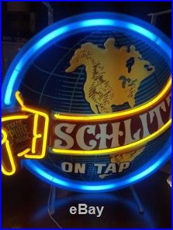 Vintage Schlitz Beer Neon Sign Advertising Lighted World Globe 18 Rare 1970's