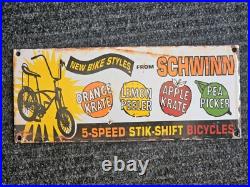 Vintage Schwinn Bicycle Metal Porcelain Sign Vintage Schwinn Bicycle Metal Porcelain Sign