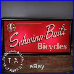 Vintage Schwinn Built Bicycles Painted Glass Advertising Sign