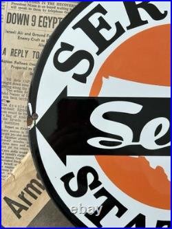 Vintage Sears Service Station Auto Dealer Gas Oil 12 Inch Porcelain Enamel Sign