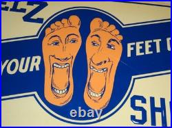 Vintage Selz Shoes Make Your Feet Glad? 15 Metal Gasoline Oil Advertising Sign
