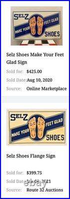 Vintage Selz Shoes Make Your Feet Glad? 15 Metal Gasoline Oil Advertising Sign