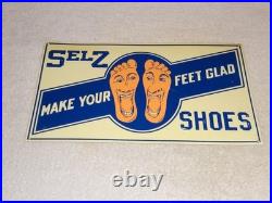Vintage Selz Shoes Make Your Feet Glad? 15 Metal Gasoline Oil Advertising Sign