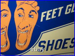 Vintage Selz Shoes Make Your Feet Glad? 15 Metal Gasoline Oil Advertising Sign