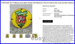 Vintage Seven Up Horseshoe & Lucky Clover 7up Porcelain Metal Soda Gasoline Sign