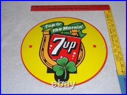 Vintage Seven Up Horseshoe & Lucky Clover 7up Porcelain Metal Soda Gasoline Sign
