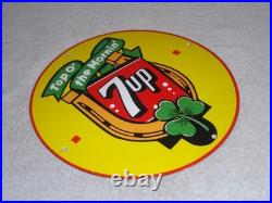 Vintage Seven Up Horseshoe & Lucky Clover 7up Porcelain Metal Soda Gasoline Sign