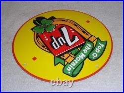 Vintage Seven Up Horseshoe & Lucky Clover 7up Porcelain Metal Soda Gasoline Sign