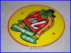 Vintage Seven Up Horseshoe & Lucky Clover 7up Porcelain Metal Soda Gasoline Sign