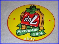 Vintage Seven Up Horseshoe & Lucky Clover 7up Porcelain Metal Soda Gasoline Sign