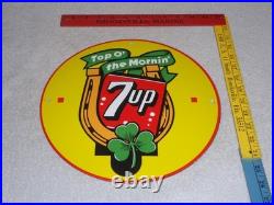 Vintage Seven Up Horseshoe & Lucky Clover 7up Porcelain Metal Soda Gasoline Sign
