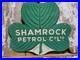 Vintage-Shamrock-Petrol-Porcelain-Sign-Old-2-sided-Clover-Diecut-Gas-Station-14-01-gcq