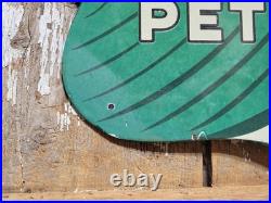 Vintage Shamrock Petrol Porcelain Sign Old 2-sided Clover Diecut Gas Station 14