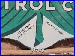 Vintage Shamrock Petrol Porcelain Sign Old 2-sided Clover Diecut Gas Station 14