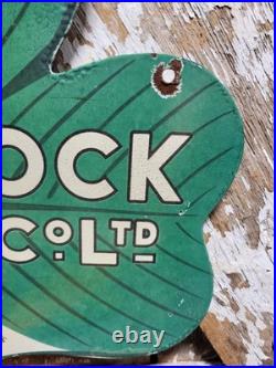 Vintage Shamrock Petrol Porcelain Sign Old 2-sided Clover Diecut Gas Station 14