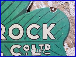 Vintage Shamrock Petrol Porcelain Sign Old 2-sided Clover Diecut Gas Station 14