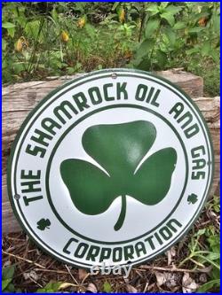 Vintage Shamrock Porcelain Sign Motor Oil Service Gas Station Irish Lucky Clover Vintage Shamrock Porcelain Sign Motor Oil Service Gas Station Irish Lucky Clover