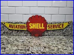 Vintage Shell Aviation Porcelain Sign Gasoline Station Oil Service Advertising