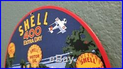Vintage Shell Gasoline Porcelain 400 Gas Motor Oil Super Service Station Sign