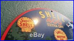 Vintage Shell Gasoline Porcelain 400 Gas Motor Oil Super Service Station Sign