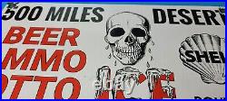 Vintage Shell Gasoline Porcelain Desert Store Gas Station Pump Skull Sign