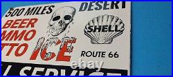 Vintage Shell Gasoline Porcelain Desert Store Gas Station Pump Skull Sign
